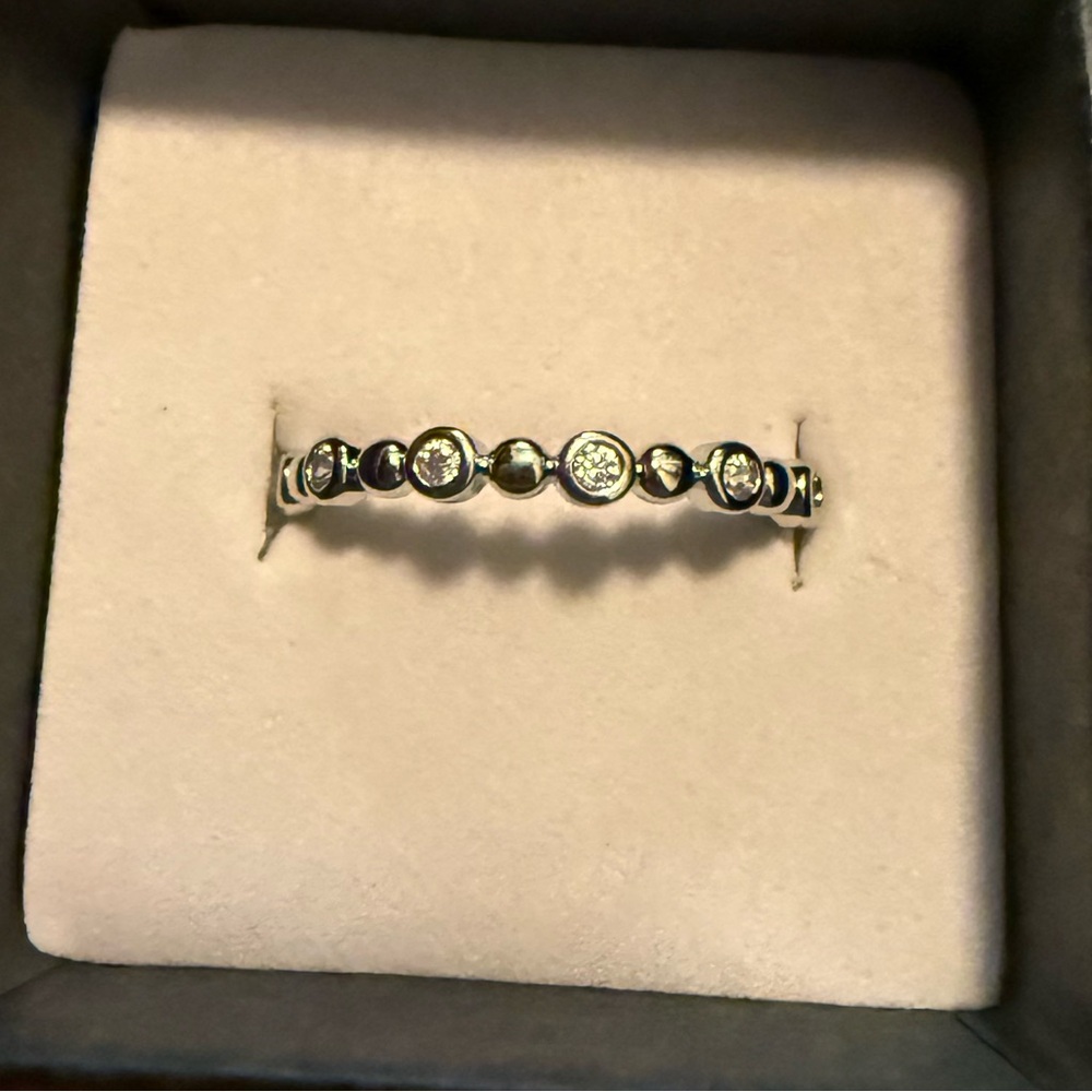 New!! Thin Stackable White Gold Plated Ring Size … - image 1